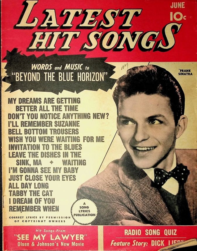 LATEST HIT SONGS magazine side cover  June 1949