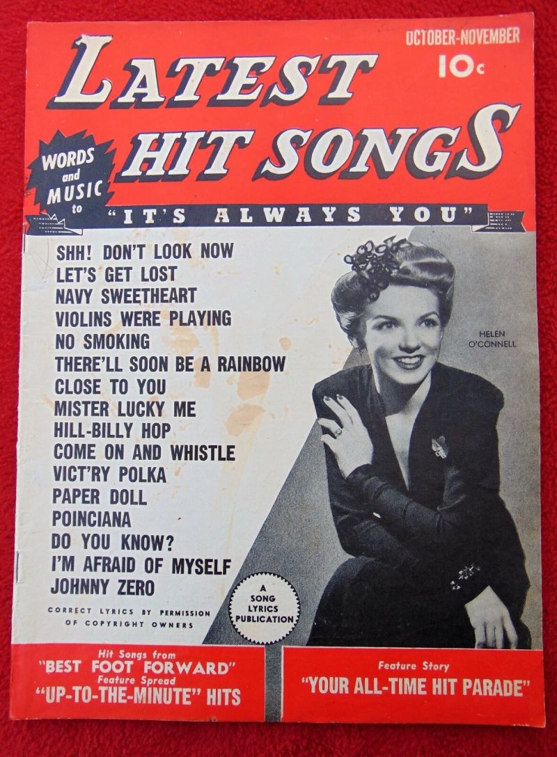 LATEST HIT SONGS magazine side cover  October/November 1943
