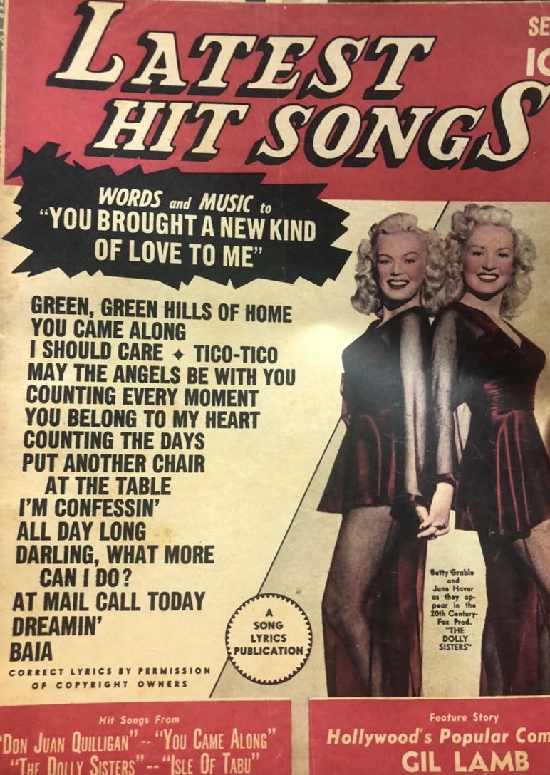 LATEST HIT SONGS magazine side cover  September 1945