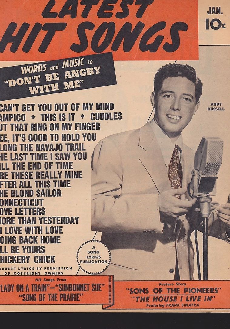 LATEST HIT SONGS magazine side cover  January 1946