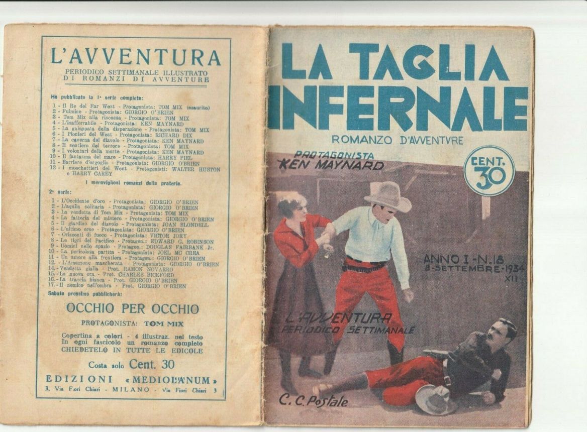 AVVENTURA | L magazine side cover Issue 18 8 September 1934