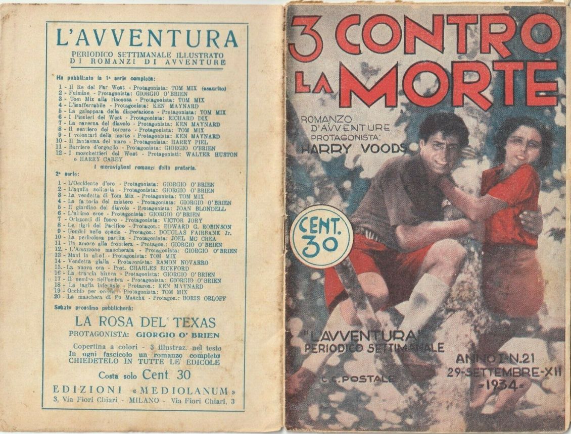 AVVENTURA | L magazine side cover Issue 21 19 September 1934