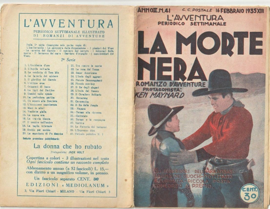 AVVENTURA | L magazine side cover Issue 41 16 February 1935