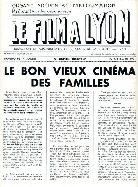 FILM A LYON | LE magazine side cover Issue 99 27 September 1941