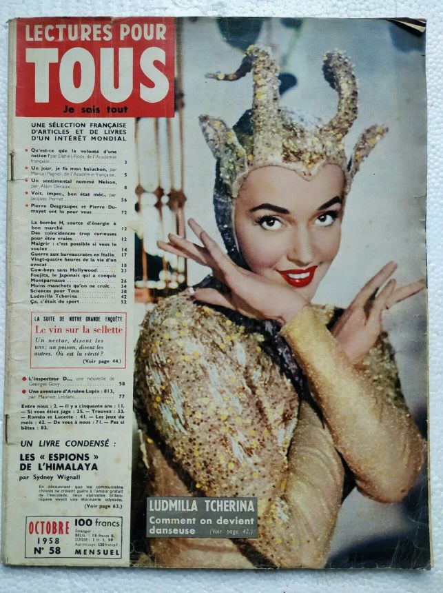 LECTURES POUR TOUS magazine side cover Issue 58  October 1958