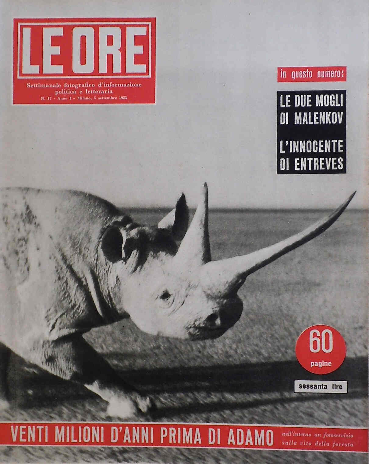 ORE | LE magazine side cover Issue 17 5 September 1953
