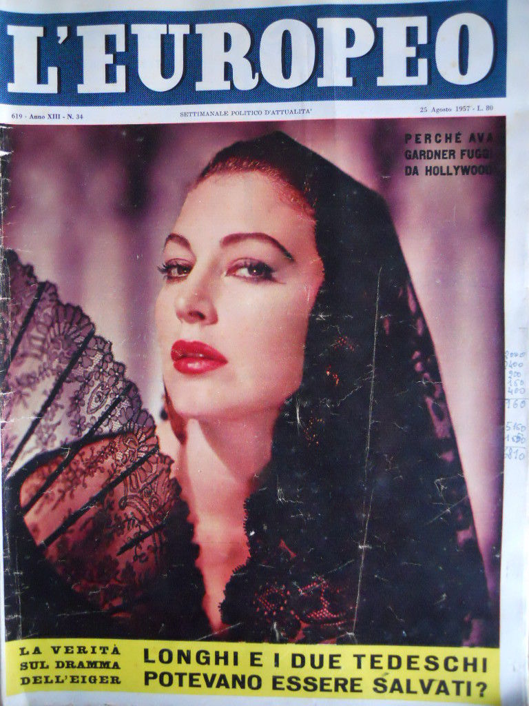 L EUROPEO magazine side cover Issue 34 25 August 1957