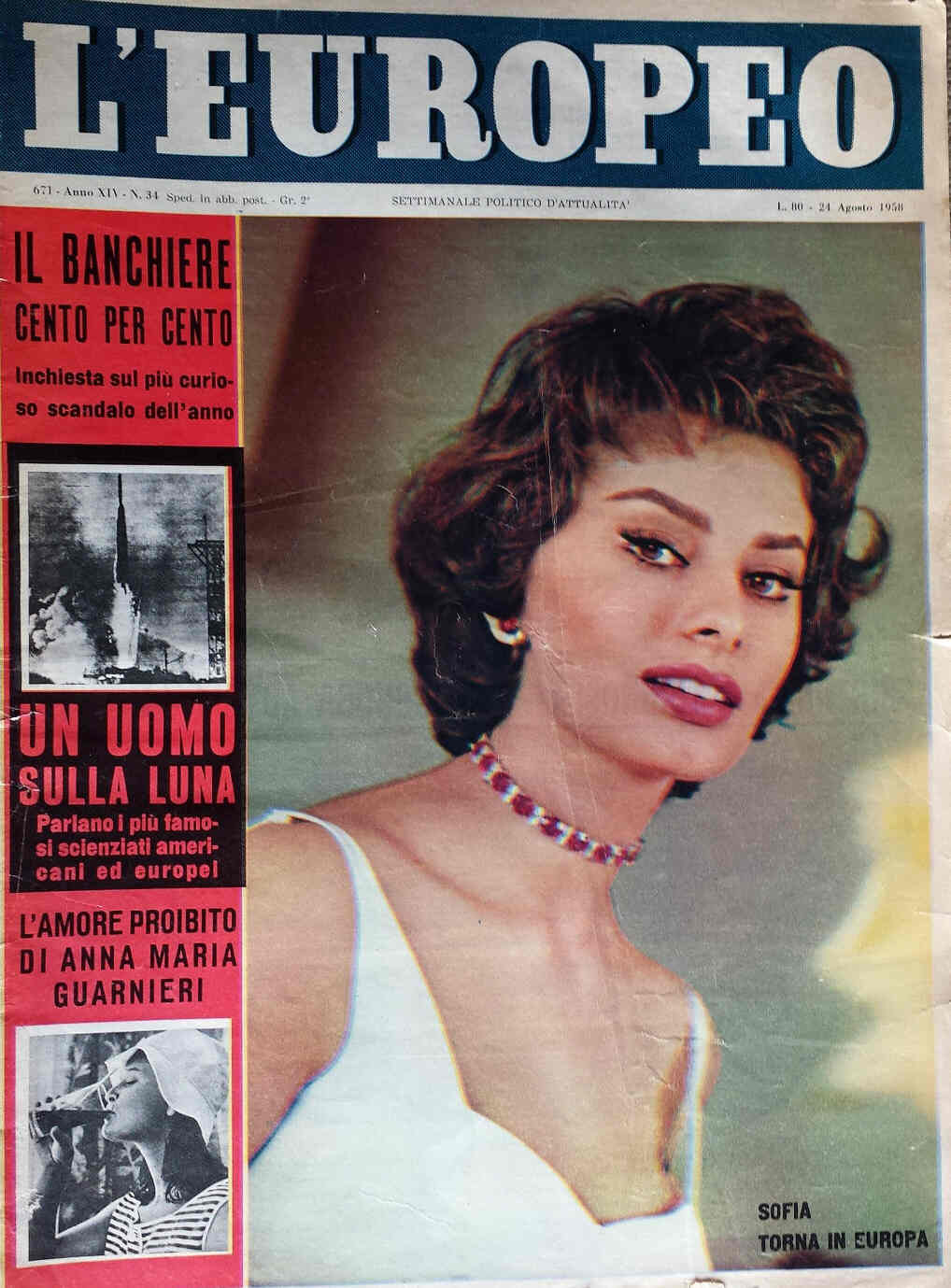 L EUROPEO magazine side cover Issue 34 24 August 1958