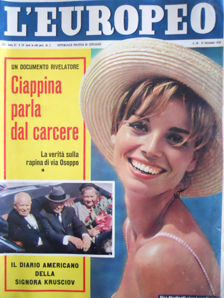 L EUROPEO magazine side cover Issue 39 27 September 1959