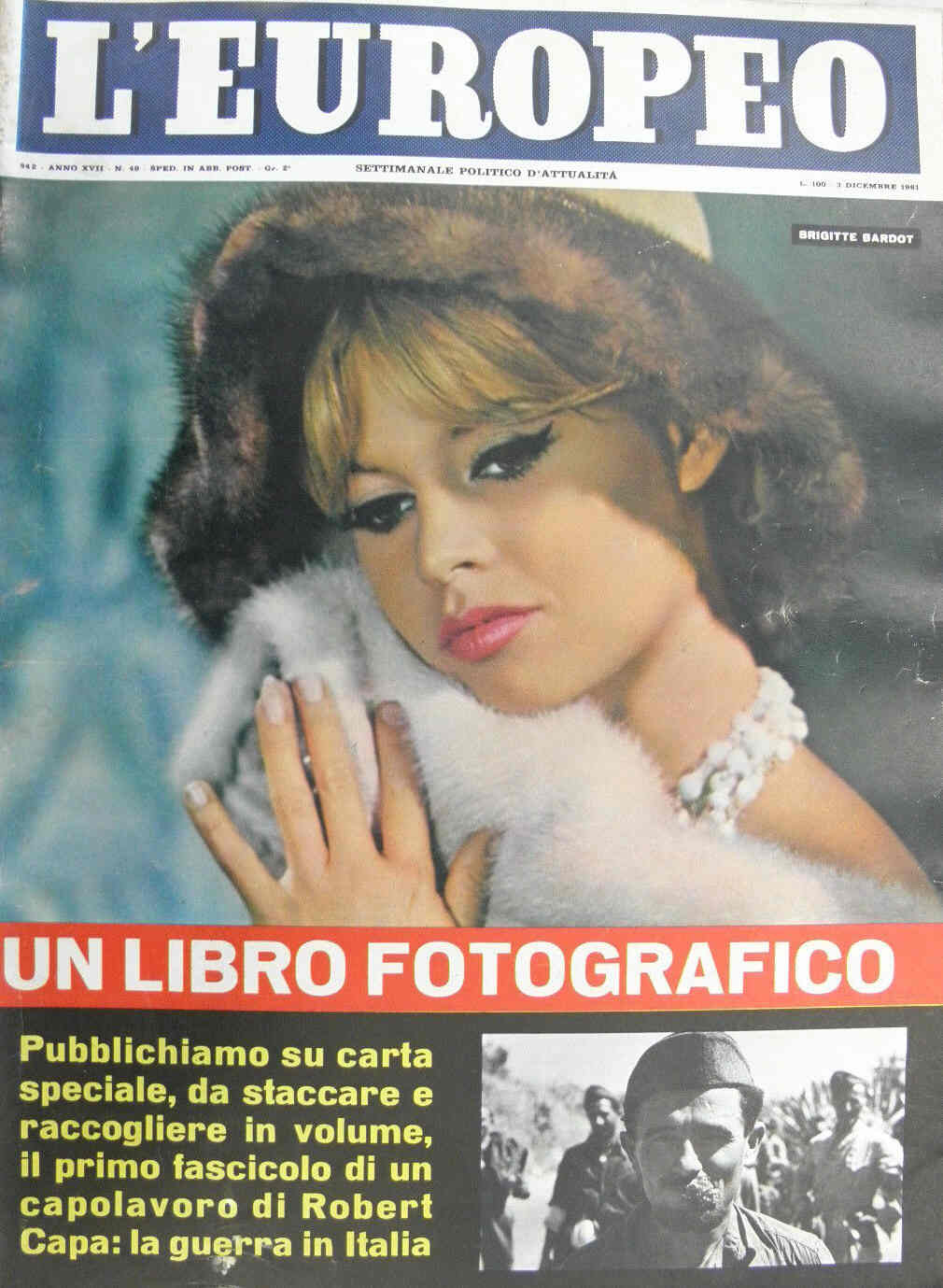 L EUROPEO magazine side cover Issue 49 3 December 1961