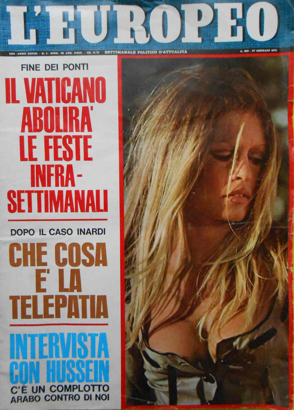 L EUROPEO magazine side cover Issue 4 27 January 1970
