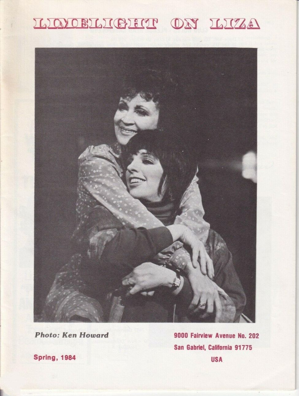 LIMELIGHT ON LIZA magazine side cover Spring 1984