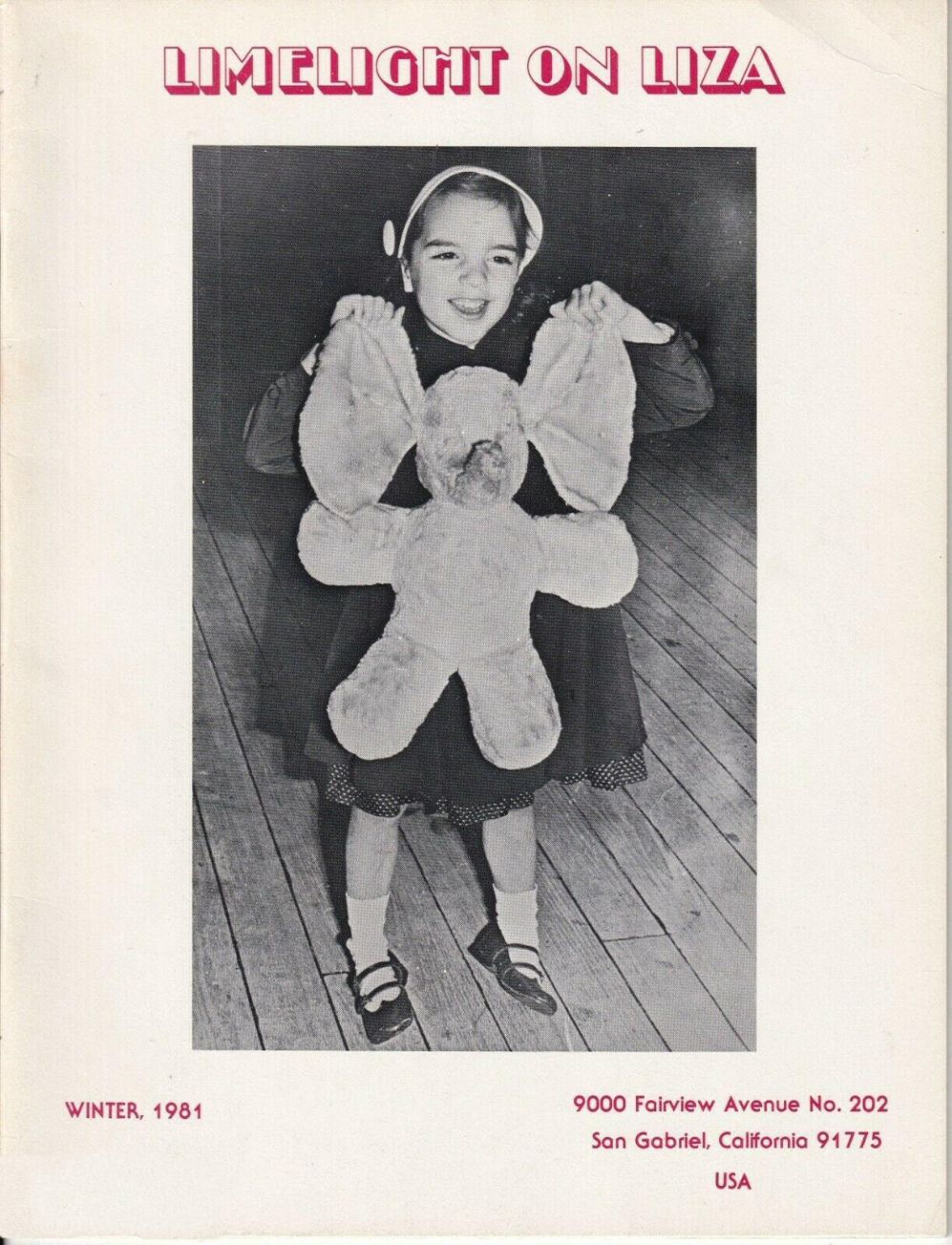 LIMELIGHT ON LIZA magazine side cover Winter 1981