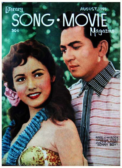 LITERARY SONG-MOVIE magazine side cover August 1955