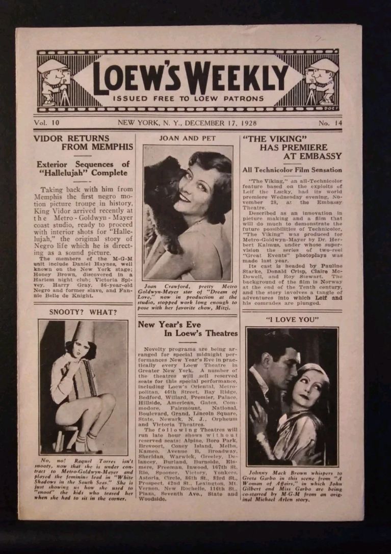 LOEWS WEEKLY magazine side cover Issue 14 17 December 1928