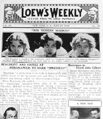 LOEWS WEEKLY magazine side cover 10 June 1929