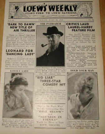 LOEWS WEEKLY magazine side cover 23 June 1933