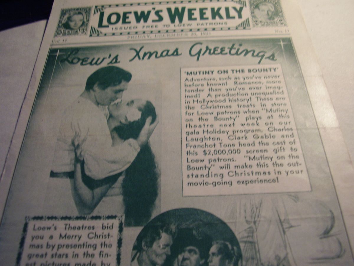 LOEWS WEEKLY magazine side cover 20 December 1935