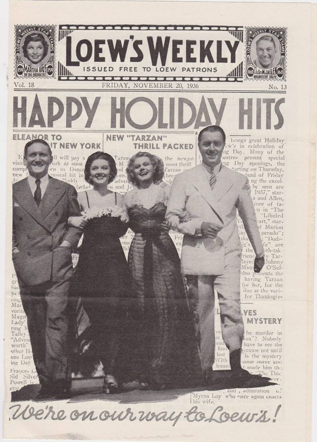 LOEWS WEEKLY magazine side cover 20 November 1936