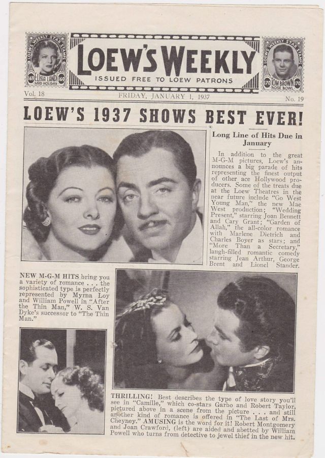 LOEWS WEEKLY magazine side cover 1 January 1937