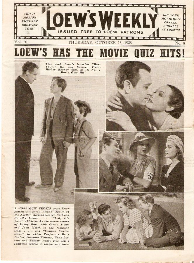 LOEWS WEEKLY magazine side cover 13 October 1938