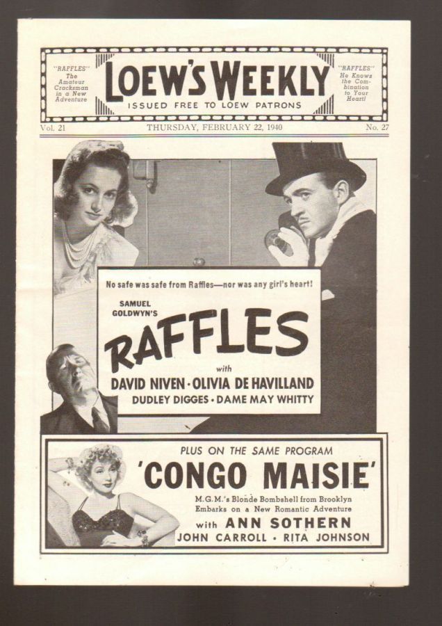 LOEWS WEEKLY magazine side cover 22 February 1940