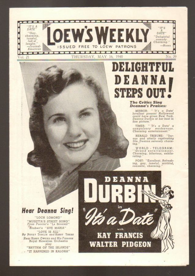 LOEWS WEEKLY magazine side cover 16 May 1940