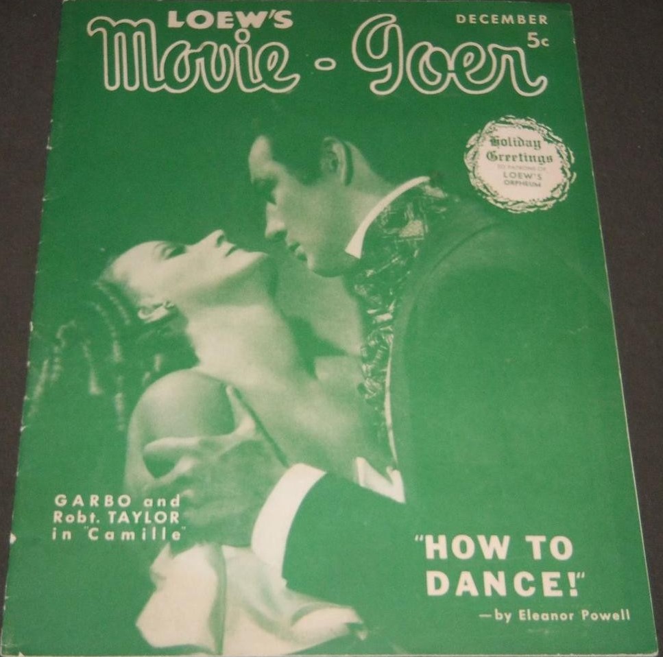 LOEWS MOVIE-GOER magazine side cover  December 1936