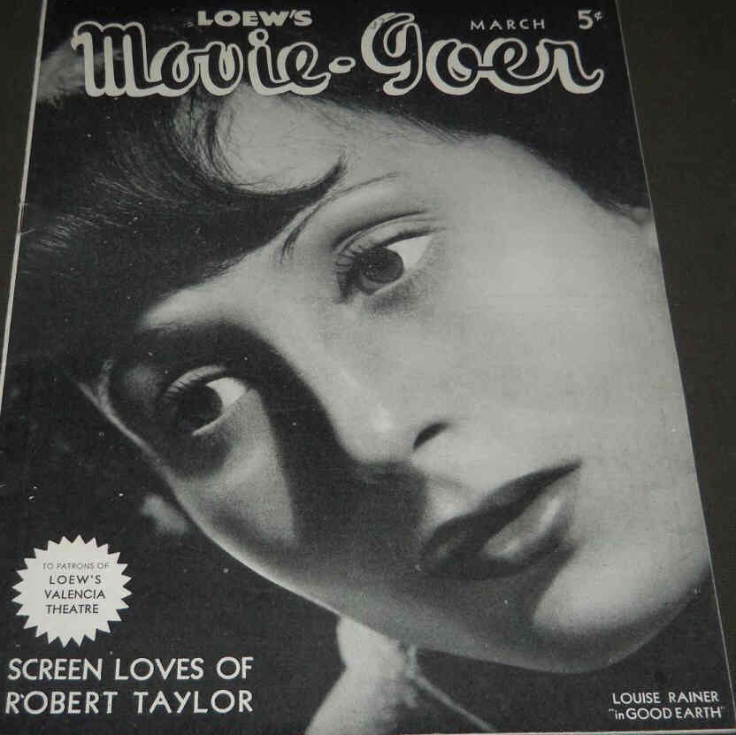 LOEWS MOVIE-GOER magazine side cover  March 1937