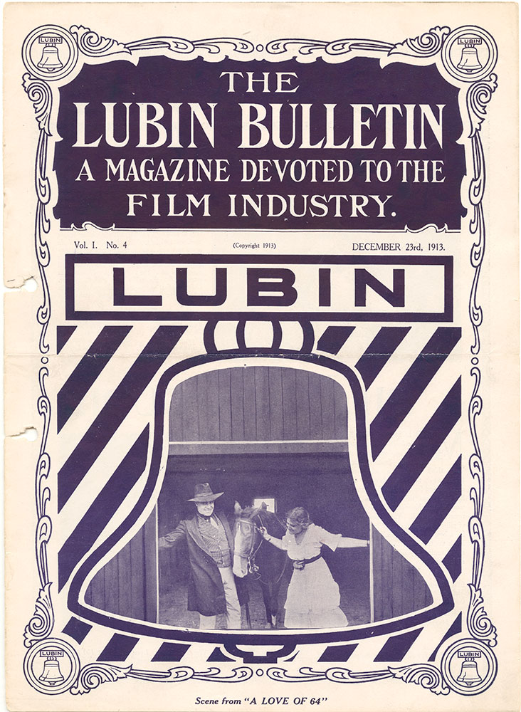 LUBIN BULLETIN magazine side cover  Vol 1 No  4 23 December 1913