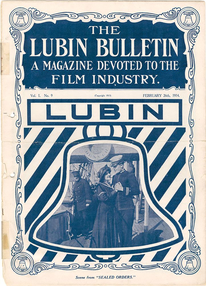 LUBIN BULLETIN magazine side cover  Vol 1 No  9 26 February 1914