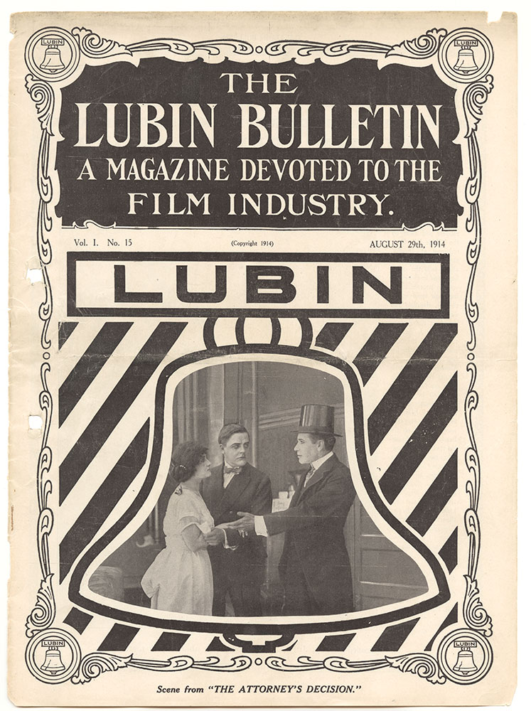 LUBIN BULLETIN magazine side cover  Vol 1 No  15 29 August 1914