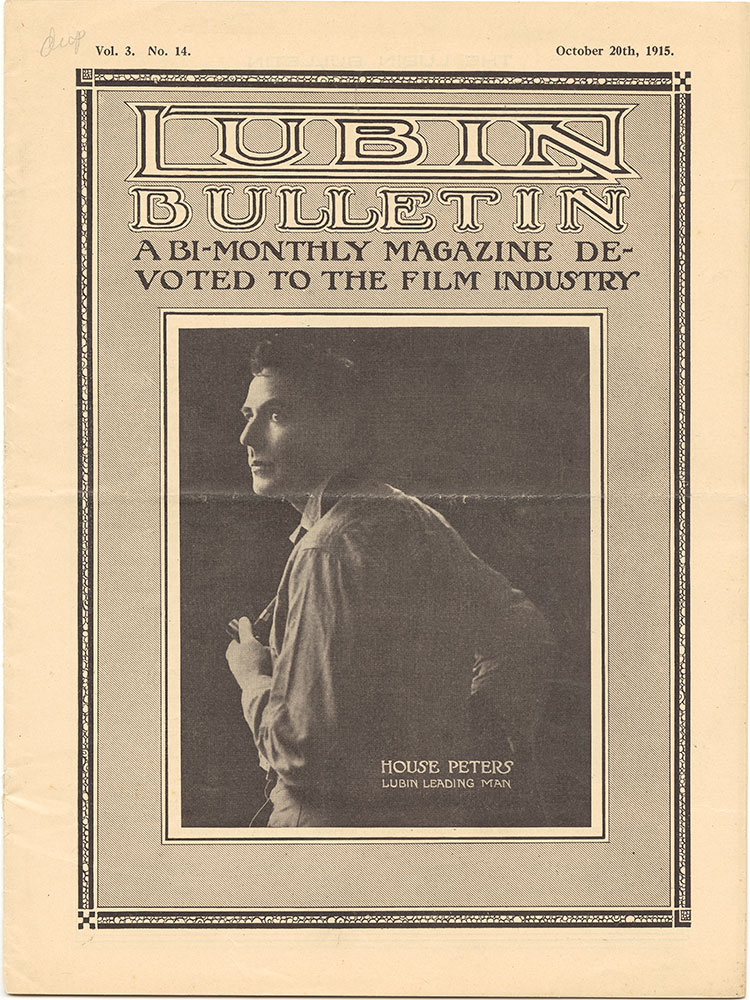 LUBIN BULLETIN magazine side cover  Vol 3 No  14 20 October 1915