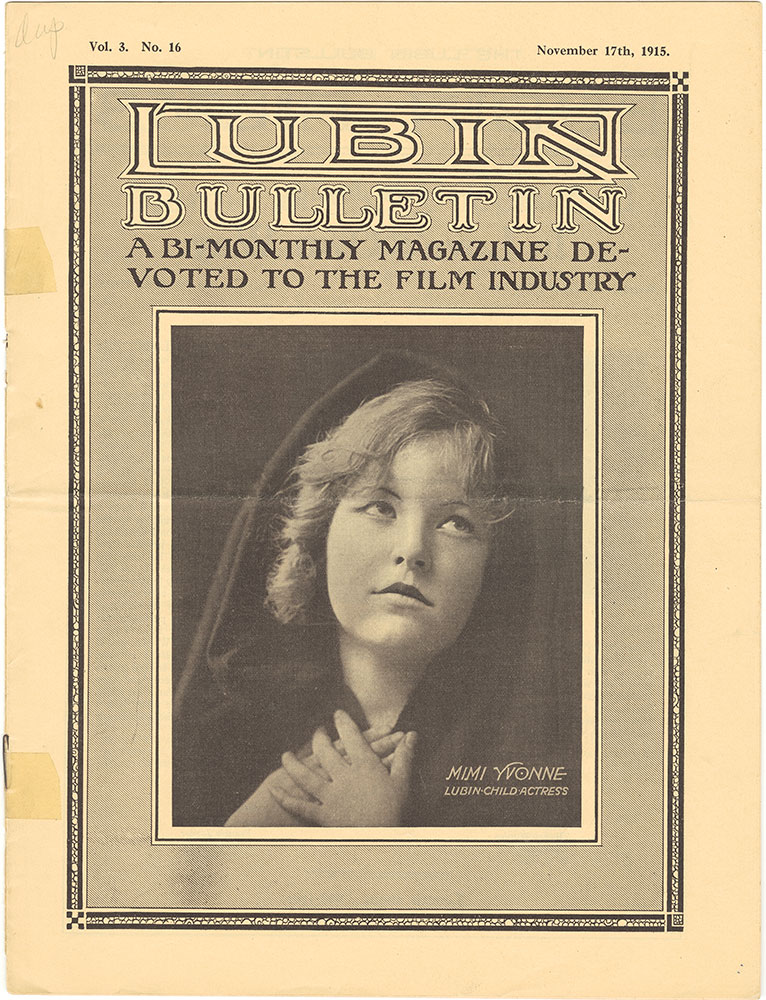 LUBIN BULLETIN magazine side cover  Vol 3 No  16 17 November 1915
