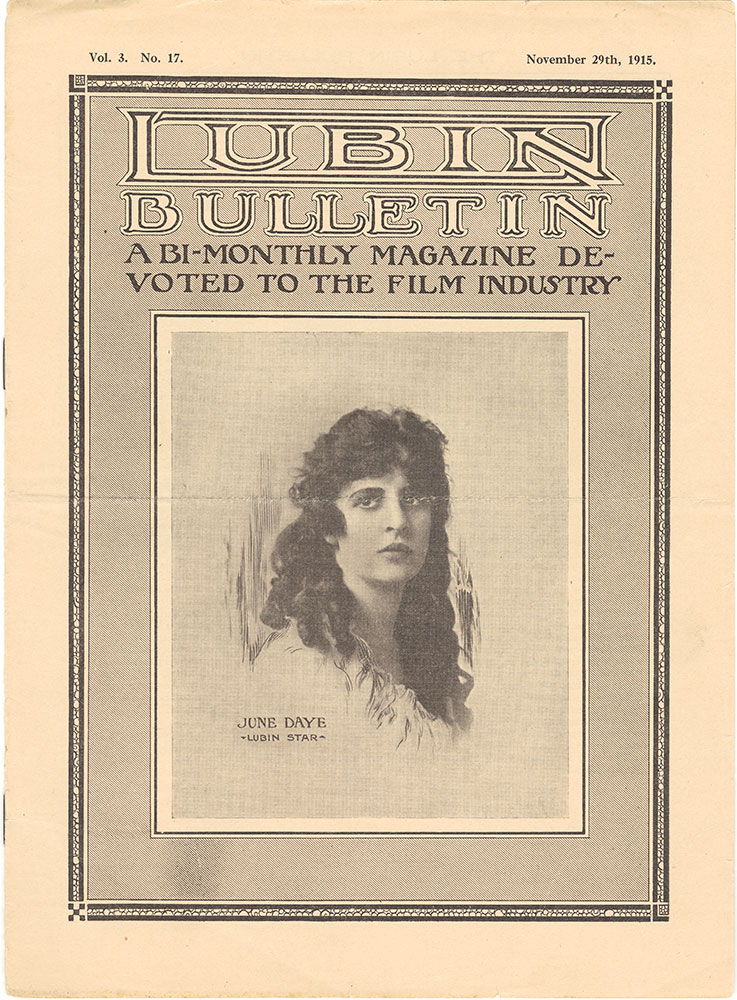 LUBIN BULLETIN magazine side cover  Vol 3 No  17 29 November 1915