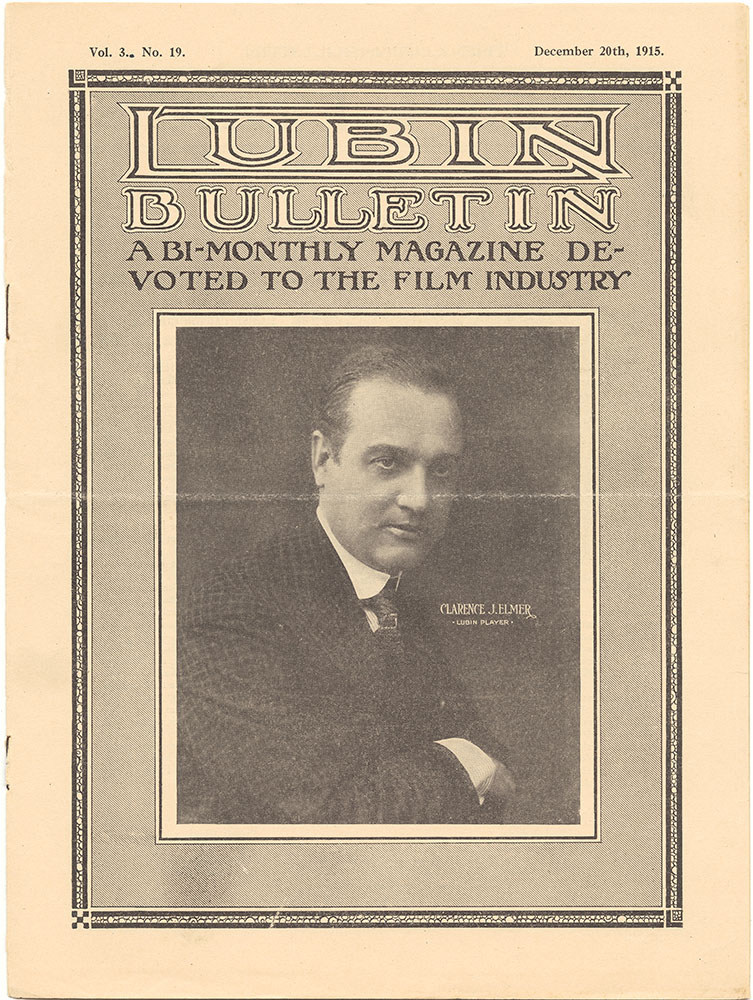 LUBIN BULLETIN magazine side cover  Vol 3 No  19 20 December 1915