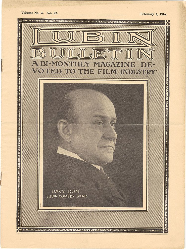 LUBIN BULLETIN magazine side cover  Vol 3 No  22 3 February 1916