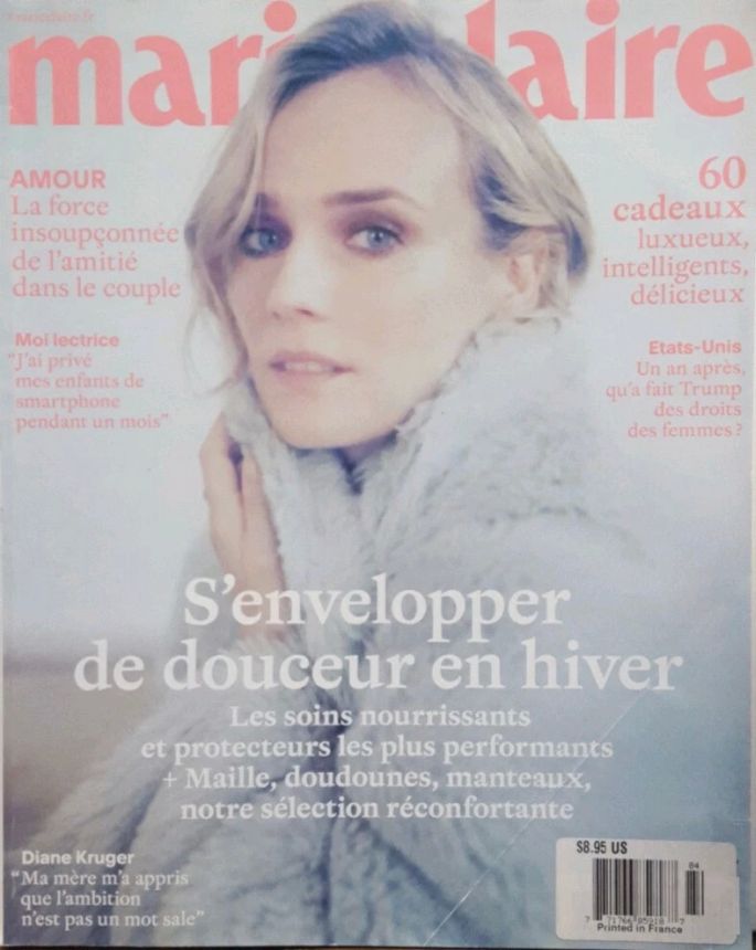 MARIE CLAIRE FRANCE magazine side cover  December 2017