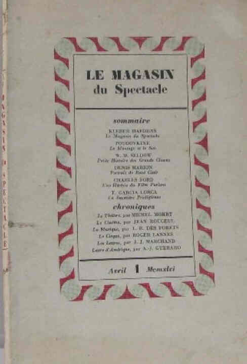 MAGASIN DU SPECTACLE magazine side cover Issue 1  April 1946