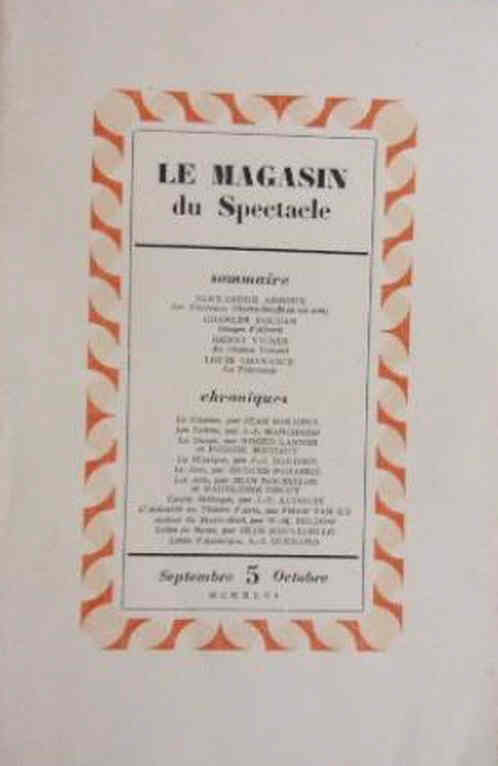 MAGASIN DU SPECTACLE magazine side cover Issue 5  September/October 1946