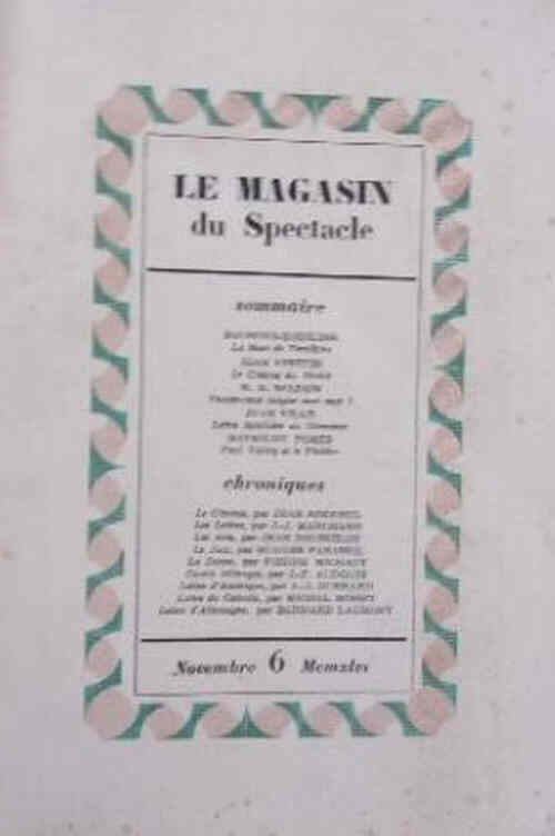 MAGASIN DU SPECTACLE magazine side cover Issue 6  November 1946