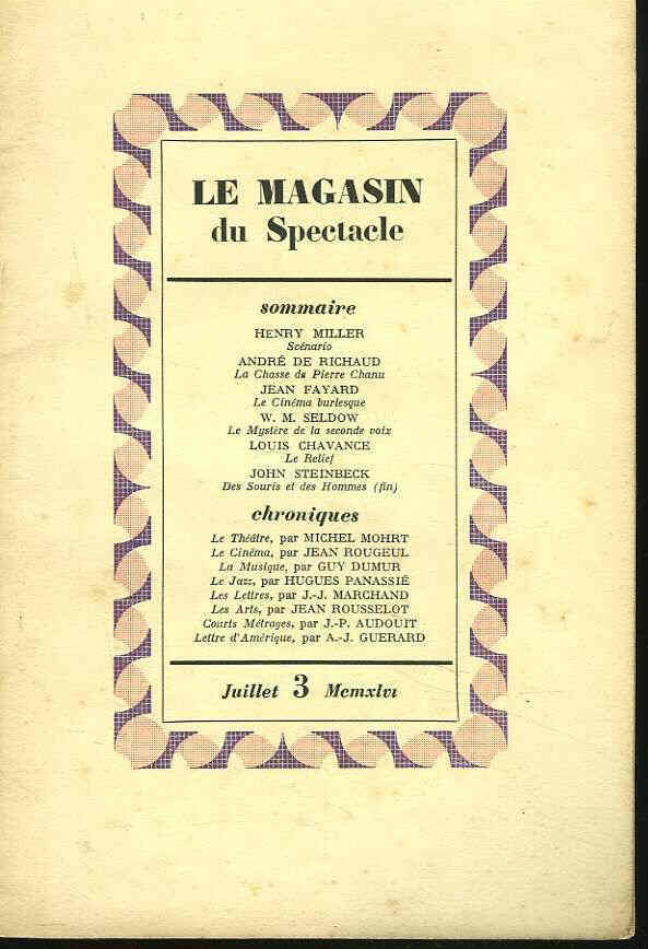 MAGASIN DU SPECTACLE magazine side cover Issue 3 July 1946