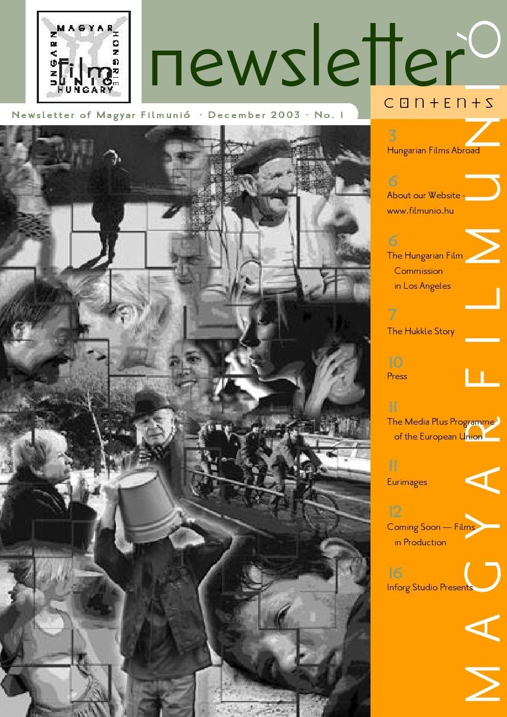 MAGYAR FILMUNIO NEWSLETTER magazine side cover Issue 1  December 2003