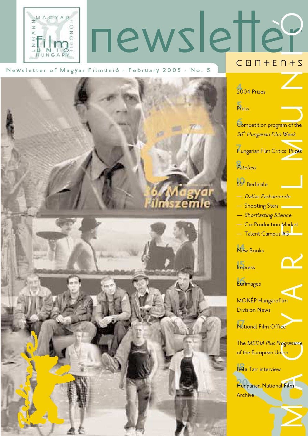 MAGYAR FILMUNIO NEWSLETTER magazine side cover Issue 5  February 2005