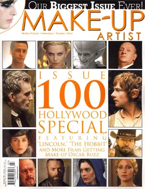 MAKE-UP ARTIST magazine side cover Issue 100 February/March 2013