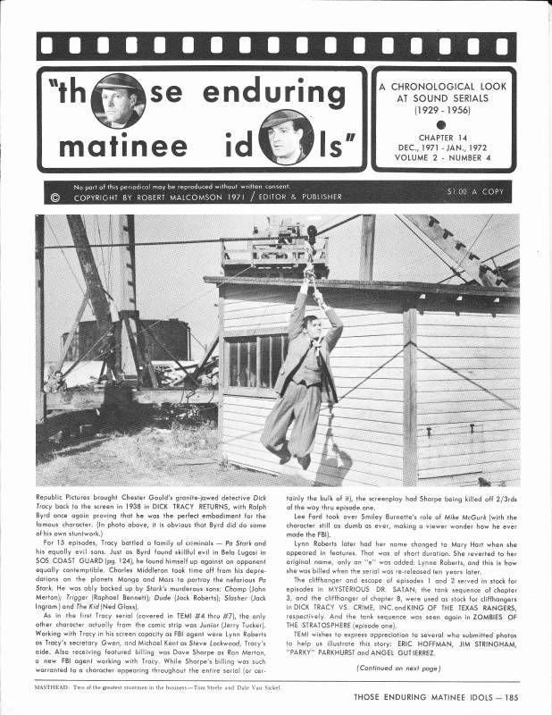 THOSE ENDURING MATINEE IDOLS magazine side cover Issue 14  Vol 2 # 4 December 1971