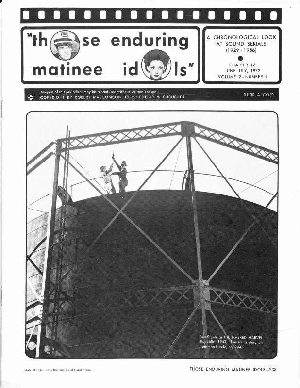 THOSE ENDURING MATINEE IDOLS magazine side cover Issue 17  Vol 2 # 7 June/July 1972