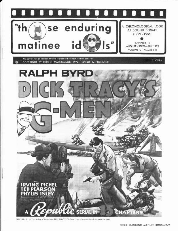 THOSE ENDURING MATINEE IDOLS magazine side cover Issue 18  Vol 2 # 8 August/Seprember 1972