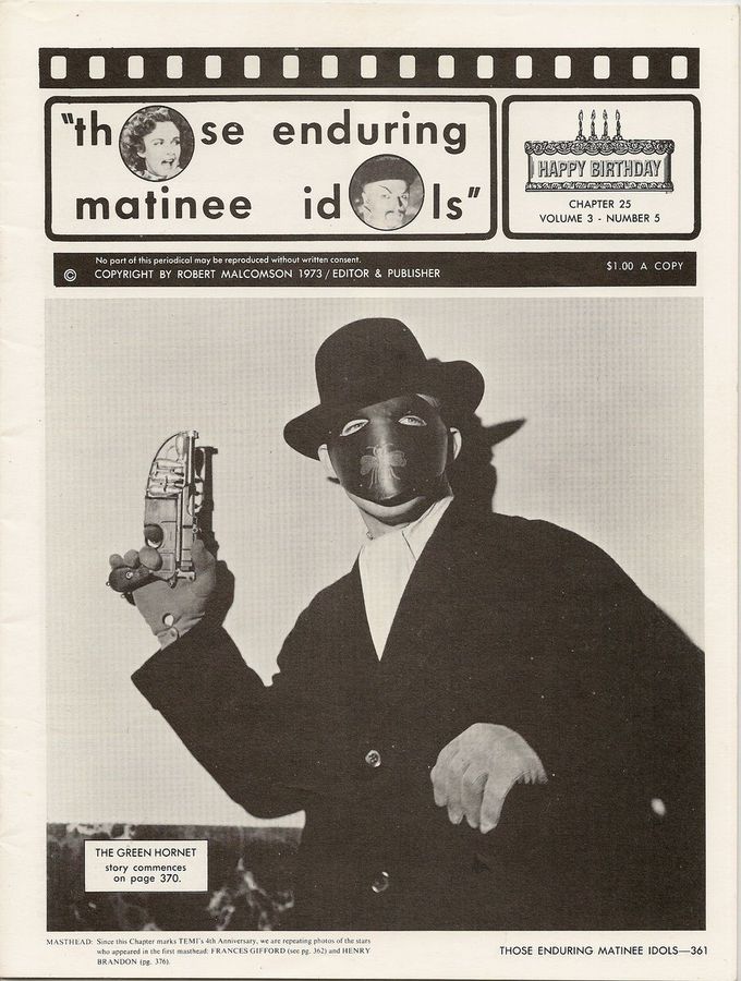 THOSE ENDURING MATINEE IDOLS magazine side cover Issue 25  Vol 3 # 5 October 1973