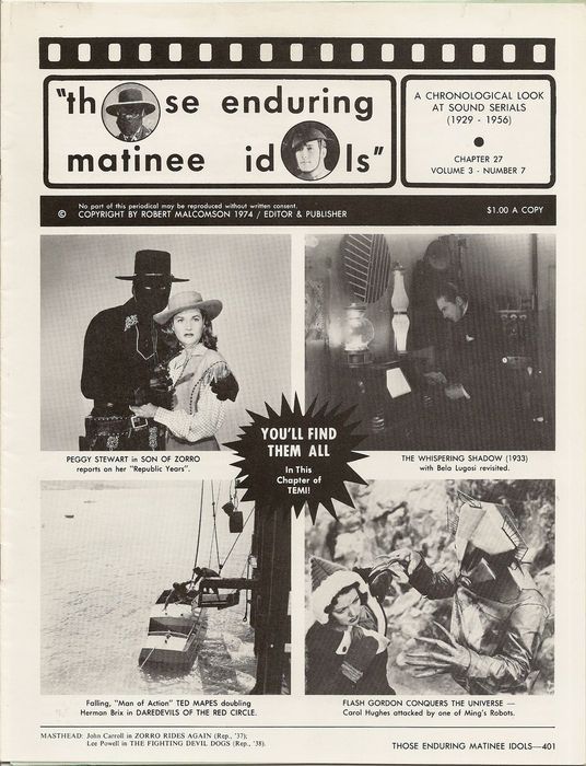 THOSE ENDURING MATINEE IDOLS magazine side cover Issue 27  Vol 3 # 7  1974